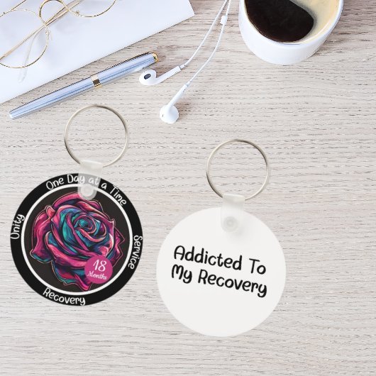 Rose Sobriety Chip | 12-Step Recovery Gift キーホルダー
