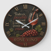 Rosé Spanish Wine ラージ壁時計 (正面)