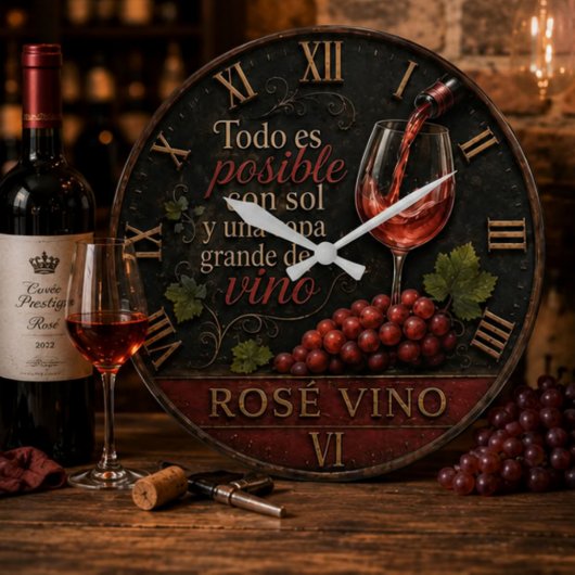 Rosé Spanish Wine ラージ壁時計