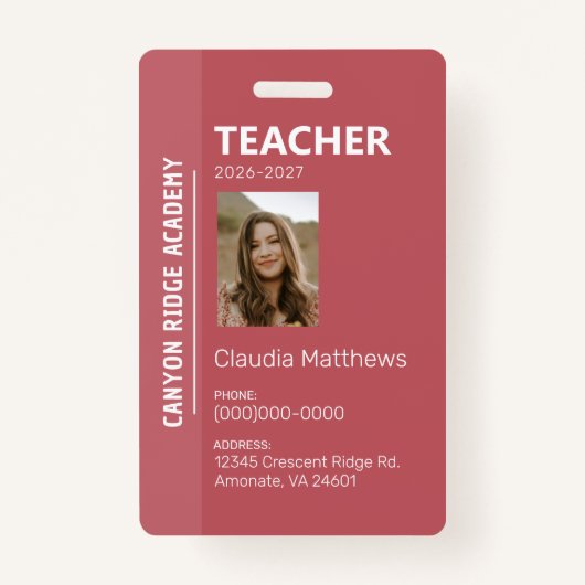Rose Stripe Homeschool Educator ID Badge バッジ (正面)