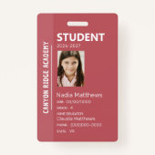 Rose Stripe Homeschool Student ID Badge バッジ (正面)