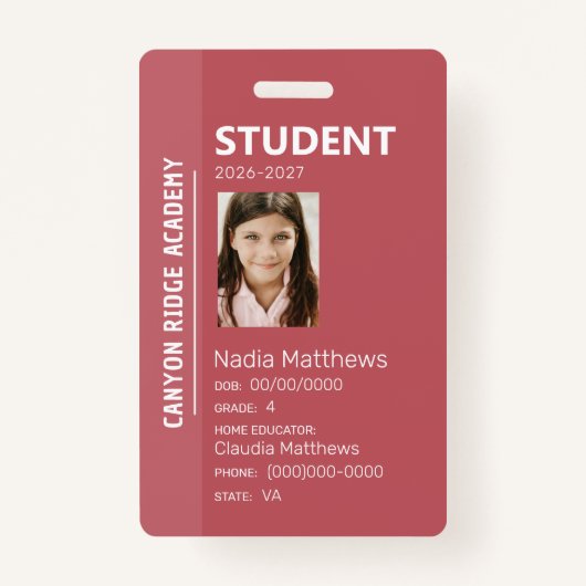Rose Stripe Homeschool Student ID Badge バッジ (正面)