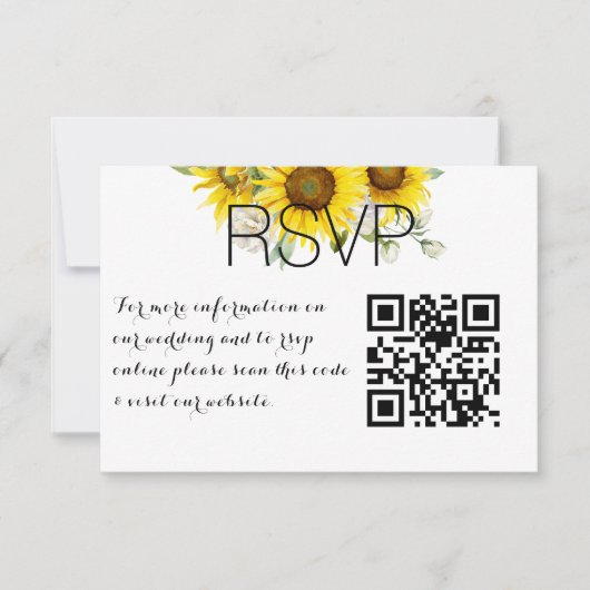 Rose sunflower QR photo wedding Response Card 出欠カード (正面)