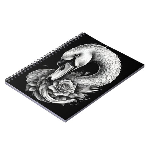 "Rose Swan" Floral Art Spiral Notebook ノートブック (左側)