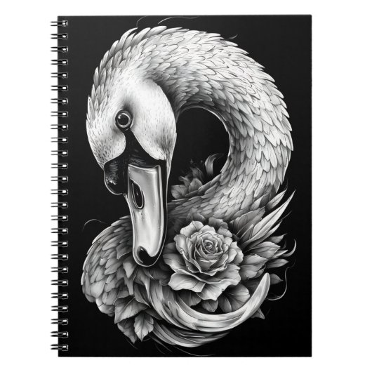 "Rose Swan" Floral Art Spiral Notebook ノートブック (正面)