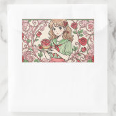 Rose sweets and a fairytale world 長方形シール (バッグ)