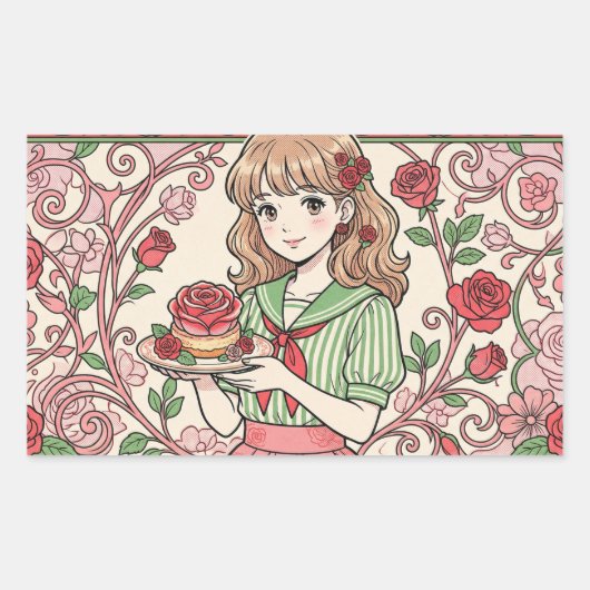 Rose sweets and a fairytale world 長方形シール (正面)
