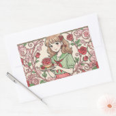 Rose sweets and a fairytale world 長方形シール (封筒)