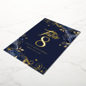 Rose Swirl Navy Quinceanera Gold Table Number 箔招待状 (回転した状態)