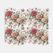 Rose Symphony フリースブランケット (正面(横))
