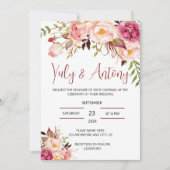 Rose template Invitación para boda floral acuarela 招待状 (正面)