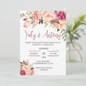 Rose template Invitación para boda floral acuarela 招待状 (スタンド正面)