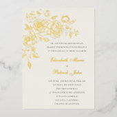 Rose Theme Forever Ecru Formal Classic Wedding 箔招待状 (正面)