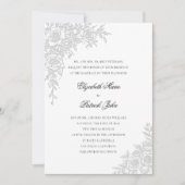 Rose Theme Graceful White Formal Classic Wedding 招待状 (正面)