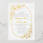 Rose Theme Treasured White Formal Classic Wedding 箔招待状 (正面)
