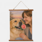 Rose-Themed Dog Tapestry Set Wall Art (Set of Two) 吊り下げ型タペストリー (正面2)