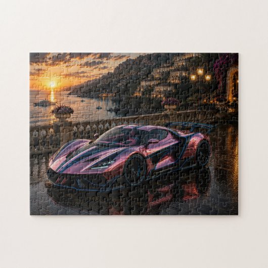 Rose Titanium — Luxury Pink Metallic Supercar ジグソーパズル (横)