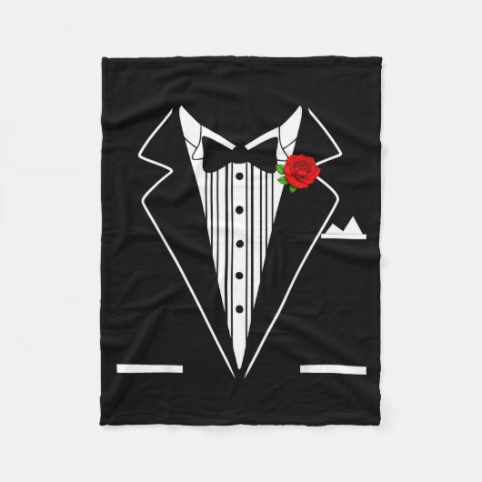 Rose Tuxedo Tux Wedding Prom Costume Party Men Kid フリースブランケット (正面)