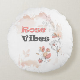 Rose Vibes - エレガントな花のモチーフ ラウンドクッション