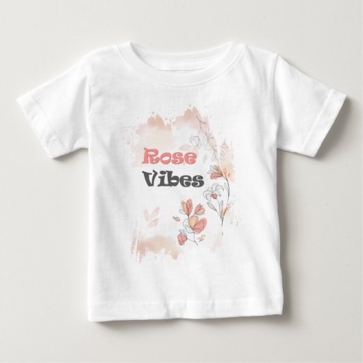 Rose Vibes - エレガントな花柄のモダンスタイル ベビーTシャツ (正面)