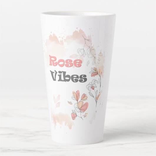 Rose Vibes – 美しい花のモチーフ カフェラテマグ (正面)