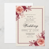 Rose Vine Romantic Arch Wedding 招待状 (正面/裏面)