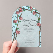 Rose Vines Vintage Stained Glass Effect Acrylic アクリル招待状 (インサイチュ (ポータブル))