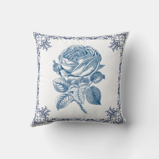 rose vintage bleue クッション (裏面)