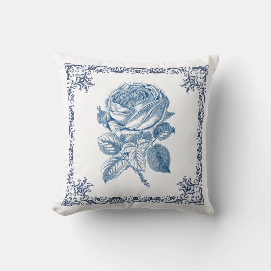 rose vintage bleue クッション (正面)