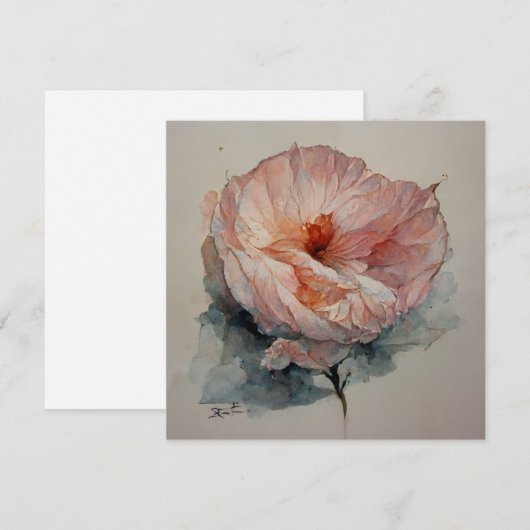 Rose Watercolor Painting  招待状 (正面/裏面)
