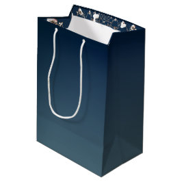 Rose Web on Gradient Blue Gift Bag ミディアムペーパーバッグ