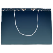 Rose Web on Gradient Blue Gift Bag ラージペーパーバッグ (裏面)