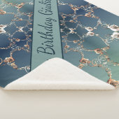 Rose Web on Gradient Blue Sherpa Blanket シェルパブランケット (3/4)