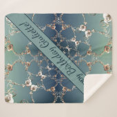 Rose Web on Gradient Blue Sherpa Blanket シェルパブランケット (正面(横))