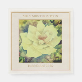 Rose Wedding Napkins | Sage & Ivory Floral | Custo スタンダードランチョンナプキン