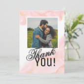 Rose & White Marble Vein Photo Thank You Card シーズンカード (スタンド正面)