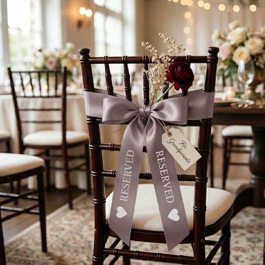 Rose & White wedding Reserved サテンリボン