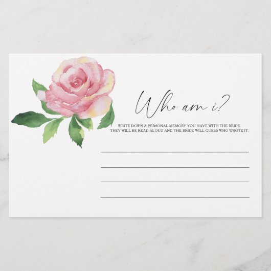 Rose - Who am I ブライダルシャワーゲーム 文房具 便箋 (正面)