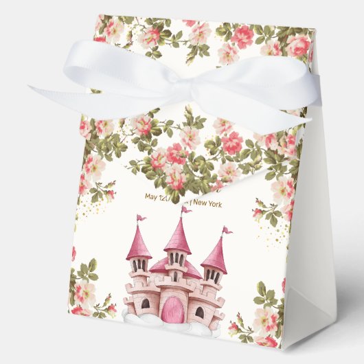 Rose Wildflower Fairytale Castle Baby Shower フェイバーボックス (正面)