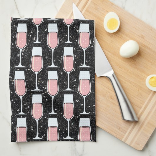 Rose Wine Pattern キッチンタオル (四つ折り)