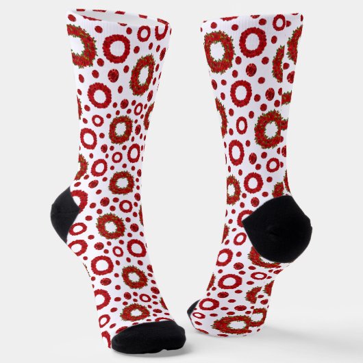 Rose Wreath Polka Pattern for Red Rose Lovers ソックス (傾斜あり)