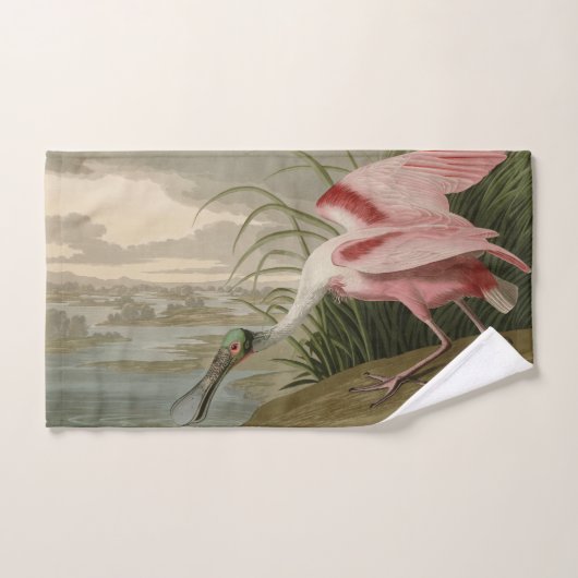 Roseate Spoonbill(オードボンのアメリカの鳥から) バスタオルセット (ハンドタオル)