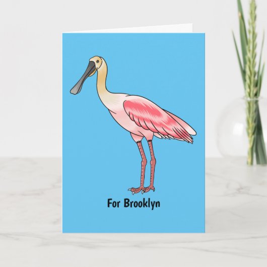 Roseate spoonbill bird cartoon illustration  カード (正面)
