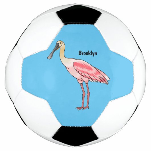 Roseate spoonbill bird cartoon illustration サッカーボール (正面)