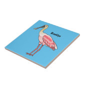 Roseate spoonbill bird cartoon illustration  タイル (側面)