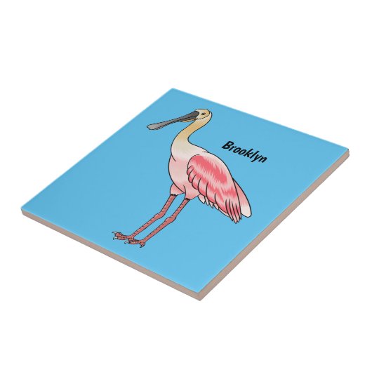 Roseate spoonbill bird cartoon illustration  タイル (側面)