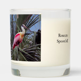 Roseate Spoonbill glass candle