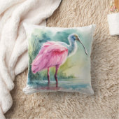 Roseate Spoonbill Watercolor REF97 - Watercolor クッション (ブランケット)