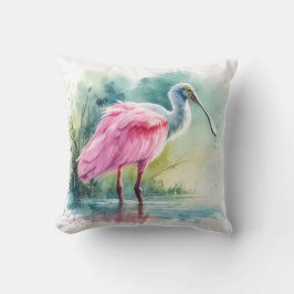 Roseate Spoonbill Watercolor REF97 - Watercolor クッション