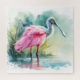 Roseate Spoonbill Watercolor REF97 - Watercolor ジグソーパズル